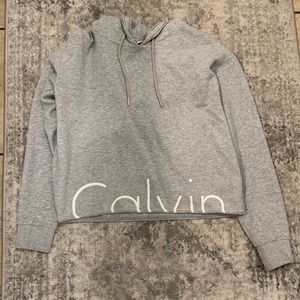 Calvin Klein grey cropped hoodie